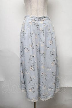 画像1: axes femme / 裾レース花柄ワイドパンツ  サックス S-25-08-09-059-AX-PA-HR-ZS
