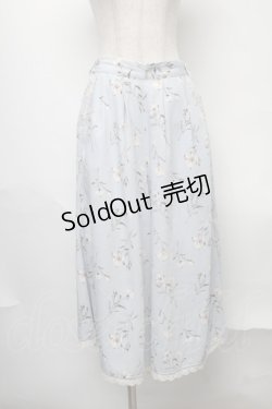 画像1: axes femme / 裾レース花柄ワイドパンツ  サックス S-25-08-09-059-AX-PA-HR-ZS