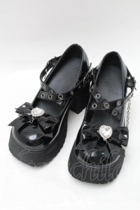 puppet bombs / 小悪魔ハートビジューパンプス 36 黒 S-25-08-09-011-GO-SH-AS-ZS