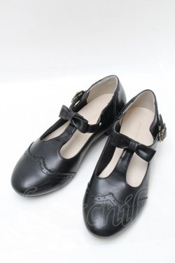 画像1: m petit by misako / AMPUリボンストラップパンプス  黒 S-25-08-09-012-LO-SH-HR-ZS