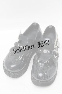 puppet bombs / コウモリバックル厚底パンプス 36 黒 S-25-08-09-015-GO-SH-AS-ZS