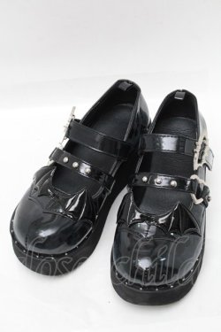 画像1: puppet bombs / コウモリバックル厚底パンプス 36 黒 S-25-08-09-015-GO-SH-AS-ZS