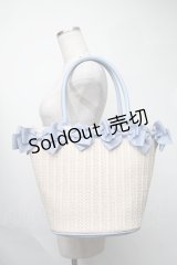 m petit by misako / NINA'Sコラボ リボンかごバッグ  サックスｘベージュ S-25-08-09-019-LO-BG-HR-ZS
