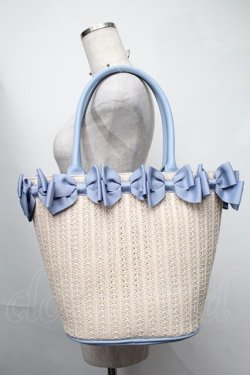 画像3: m petit by misako / NINA'Sコラボ リボンかごバッグ  サックスｘベージュ S-25-08-09-019-LO-BG-HR-ZS