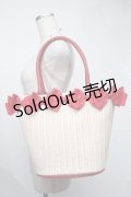 m petit by misako / NINA'Sコラボ リボンかごバッグ  赤ｘベージュ S-25-08-09-020-LO-BG-HR-ZS