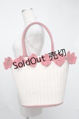 m petit by misako / NINA'Sコラボ リボンかごバッグ  赤ｘベージュ S-25-08-09-020-LO-BG-HR-ZS