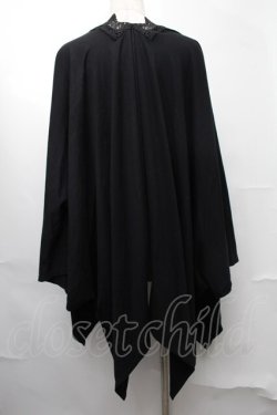 画像2: axes femme / バラ釦付UVイレヘムポンチョ  黒 S-25-08-09-031-AX-TO-HR-ZS