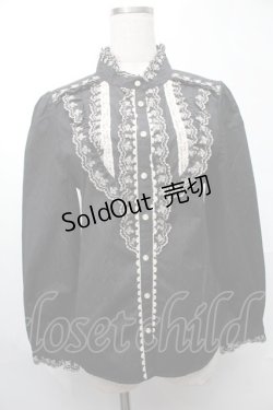 画像1: axes femme POETIQUE / フロント刺繍ブラウス  黒 S-25-08-09-033-AX-OP-AS-ZS