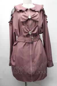 Ank Rouge / ビジューリボンZIPワンピース  ピンク S-25-08-09-036-CA-OP-AS-ZS