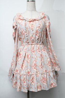 画像1: LIZ LISA / オープンショルダーストライプワンピース  サックス S-25-08-11-001-LO-OP-AS-ZS