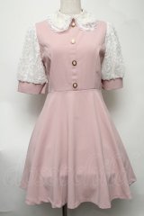manon select / レース使いワンピース  ピンク S-25-08-11-040-LO-OP-SZ-ZS