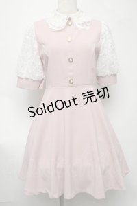 manon select / レース使いワンピース  ピンク S-25-08-11-040-LO-OP-SZ-ZT473