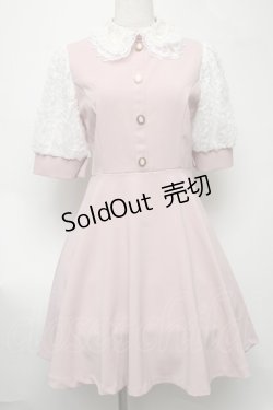 画像1: manon select / レース使いワンピース  ピンク S-25-08-11-040-LO-OP-SZ-ZT473