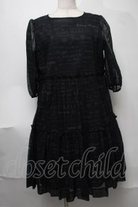 Jane Marple / シアーロゴのコットドレス  黒 S-25-08-11-049-JM-OP-AS-ZS