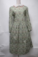 Jane Marple / Liberty William Morris いちご泥棒ワンピース  グリーン S-25-08-11-051-JM-OP-AS-ZS