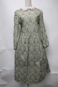 Jane Marple / Liberty William Morris いちご泥棒ワンピース  グリーン S-25-08-11-051-JM-OP-AS-ZI