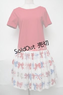画像1: Jane Marple / The 30th Ribbonのトロンプルイユワンピース  赤 S-25-08-11-053-JM-OP-HR-ZS