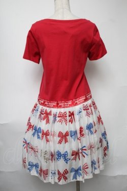 画像2: Jane Marple / The 30th Ribbonのトロンプルイユワンピース  赤 S-25-08-11-053-JM-OP-HR-ZS