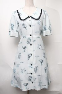 MILK / Petit tattooワンピース  サックス S-25-08-11-006-ML-OP-HR-ZS