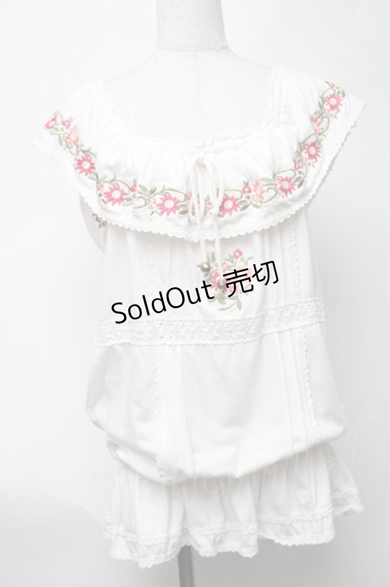 画像1: LIZ LISA / お花刺繍チュニック 0 白 S-25-08-11-026-LO-OP-SZ-ZI (1)