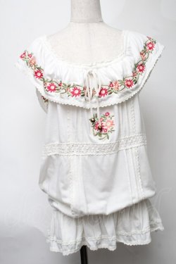 画像1: LIZ LISA / お花刺繍チュニック 0 白 S-25-08-11-026-LO-OP-SZ-ZS