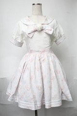LIZ LISA / ローズプリントセーラーワンピース  白ｘピンク S-25-08-11-035-LO-OP-AS-ZS
