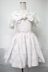 LIZ LISA / ローズプリントセーラーワンピース  白ｘピンク S-25-08-11-035-LO-OP-AS-ZS