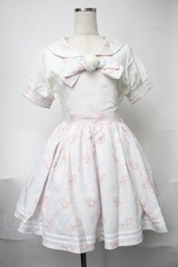 画像1: LIZ LISA / ローズプリントセーラーワンピース  白ｘピンク S-25-08-11-035-LO-OP-AS-ZS