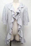 axes femme NOSTALGIE / 透かしラッフルカーディガン  サックス S-25-08-13-017-AX-OP-AS-ZS
