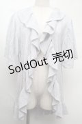 axes femme NOSTALGIE / 透かしラッフルカーディガン  サックス S-25-08-13-017-AX-OP-AS-ZS