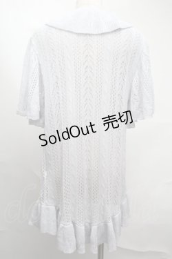 画像2: axes femme NOSTALGIE / 透かしラッフルカーディガン  サックス S-25-08-13-017-AX-OP-AS-ZS