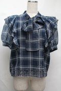 evelyn / チェックトップス  紺 S-25-08-13-018-LO-TO-AS-ZS