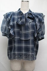 evelyn / チェックトップス  紺 S-25-08-13-018-LO-TO-AS-ZS