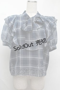画像1: evelyn / チェックトップス  紺 S-25-08-13-018-LO-TO-AS-ZS
