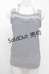 axes femme / ストライプ配色ホルタータンク  紺 S-25-08-13-020-AX-TO-AS-ZS