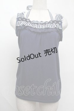 画像1: axes femme / ストライプ配色ホルタータンク  紺 S-25-08-13-020-AX-TO-AS-ZS