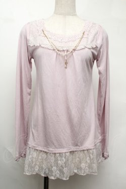 画像1: axes femme / 裾レースインナープルオーバー  ラベンダー S-25-08-13-022-AX-TO-AS-ZS