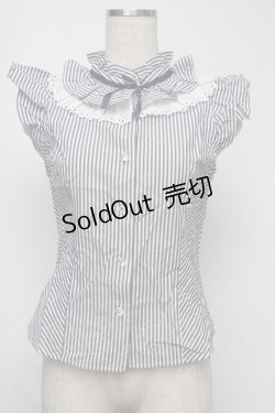 画像1: Shirley Temple / ストライプレースブラウス  紺ｘ白 S-25-08-13-003-ET-BL-HR-ZT351