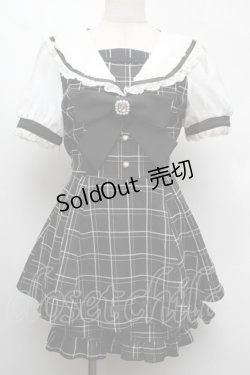 画像1: LIZ LISA / 半袖セーラーカラーセットアップ  黒ｘ白 S-25-08-13-029-LO-OP-HR-ZS