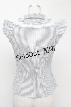 画像2: Shirley Temple / ストライプレースブラウス  紺ｘ白 S-25-08-13-003-ET-BL-HR-ZT351