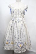 metamorphose / Happy Bellシャーリングジャンパースカート  白ｘサックス S-25-08-13-034-ME-OP-HR-ZS
