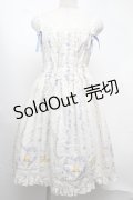 metamorphose / Happy Bellシャーリングジャンパースカート  白ｘサックス S-25-08-13-034-ME-OP-HR-ZS