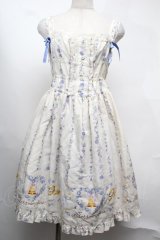 metamorphose / Happy Bellシャーリングジャンパースカート  白ｘサックス S-25-08-13-034-ME-OP-HR-ZS