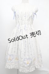 metamorphose / Happy Bellシャーリングジャンパースカート  白ｘサックス S-25-08-13-034-ME-OP-HR-ZS