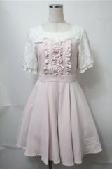 mille fille closet by LODISPOTTO / 切替ワンピース  ピンクｘオフ S-25-08-14-048-LO-OP-AS-ZS