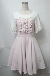 mille fille closet by LODISPOTTO / 切替ワンピース  ピンクｘオフ S-25-08-14-048-LO-OP-AS-ZS