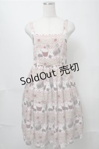 axes femme kawaii / お菓子柄ジャンパースカート  ピンク S-25-08-14-056-AX-OP-AS-ZS