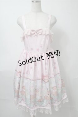 画像1: To Alice / バンビプリントジャンパースカート  ピンク S-25-08-14-058-LO-OP-HR-ZS
