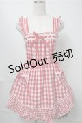 LIZ LISA / ギンガムエプロン風ワンピース  赤ｘ白 S-25-08-14-059-LO-OP-HR-ZS