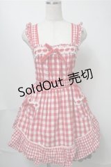 LIZ LISA / ギンガムエプロン風ワンピース  赤ｘ白 S-25-08-14-059-LO-OP-HR-ZS